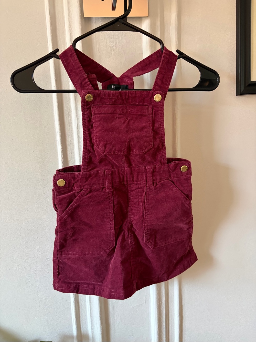 Toddler Girls Burgundy Corduroy Overall Dress